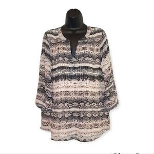 Calvin Klein Snakeskin Print 3/4 Sleeve Blouse Size M